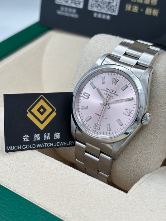 二手 USED  ROLEX 勞力士 AIR KING 14000M 粉紅色 1993年10月 保養證