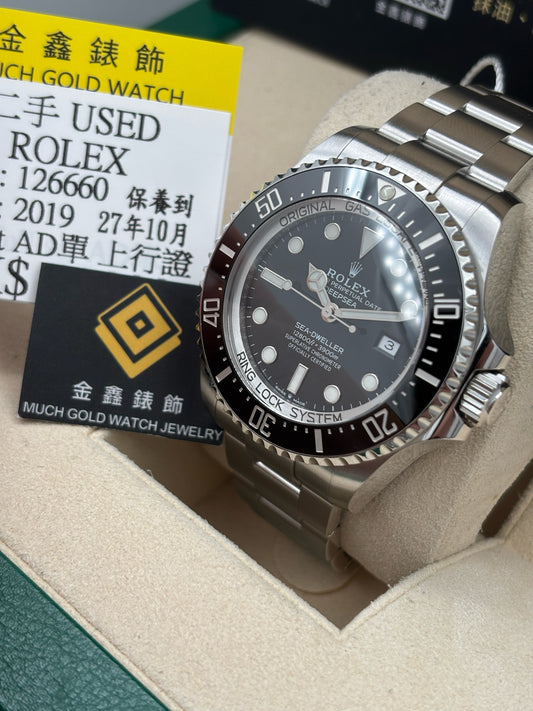 二手 USED  ROLEX 勞力士 DEEP SEA 126660 黑色 2019年5月 保養到27年10月 全套 FULL SET 上行證 AD單