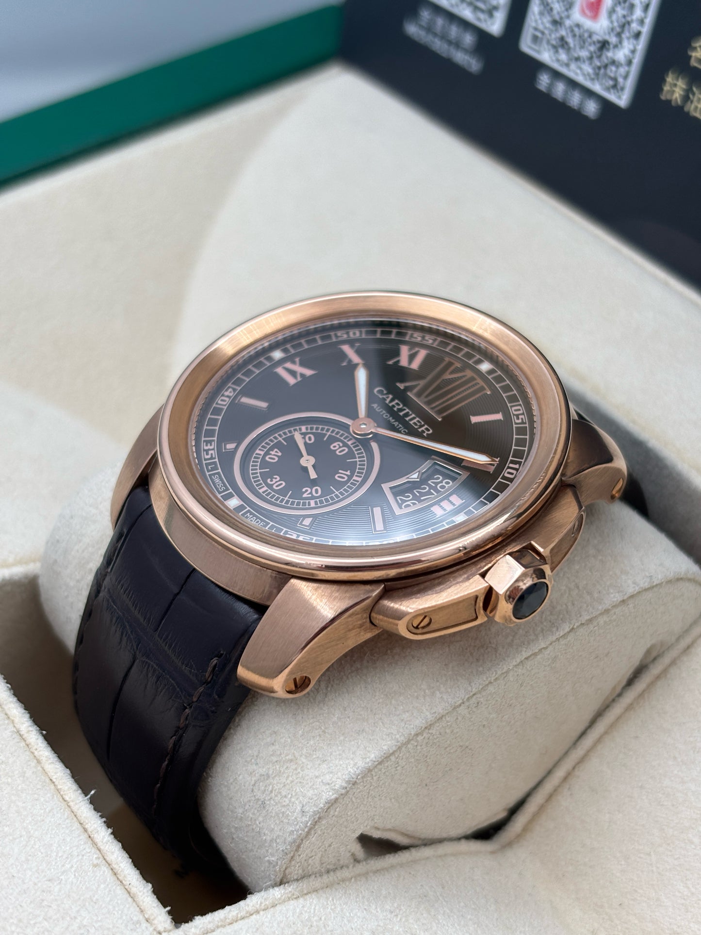 [SOLD OUT]二手 USED  CARTIER 卡地亞 CALIBER DE CARTIER W710007 2015年8月 朱古力面 18K玫瑰金 全套 FULL SET