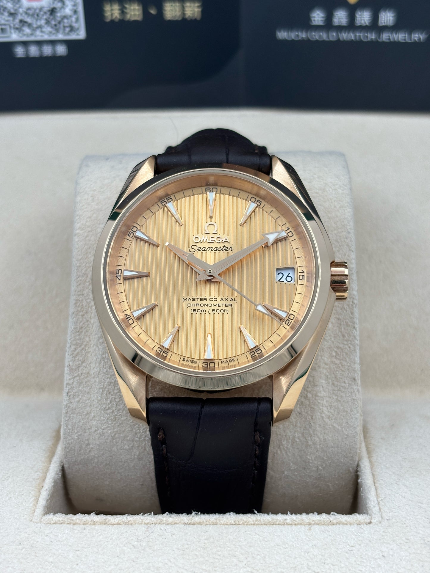 [SOLD OUT]二手 USED  OMEGA 歐米茄 AQUA TERRA 150M 231.53.39.21.08.001 OPEN DAY 金色 18k黃金 全套 FULL SET