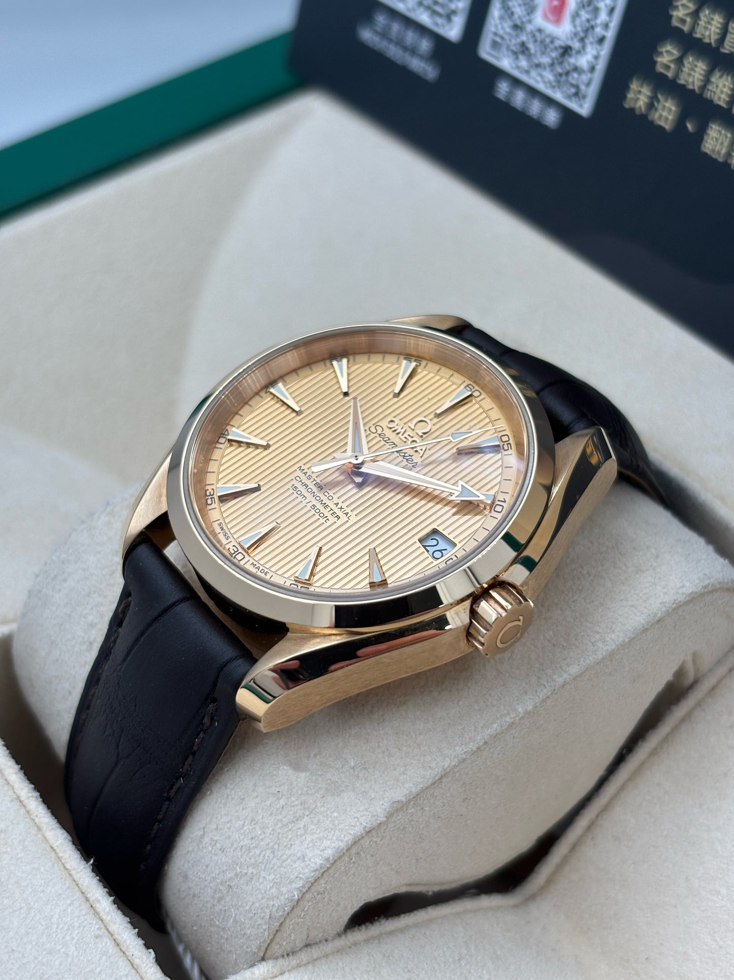[SOLD OUT]二手 USED  OMEGA 歐米茄 AQUA TERRA 150M 231.53.39.21.08.001 OPEN DAY 金色 18k黃金 全套 FULL SET