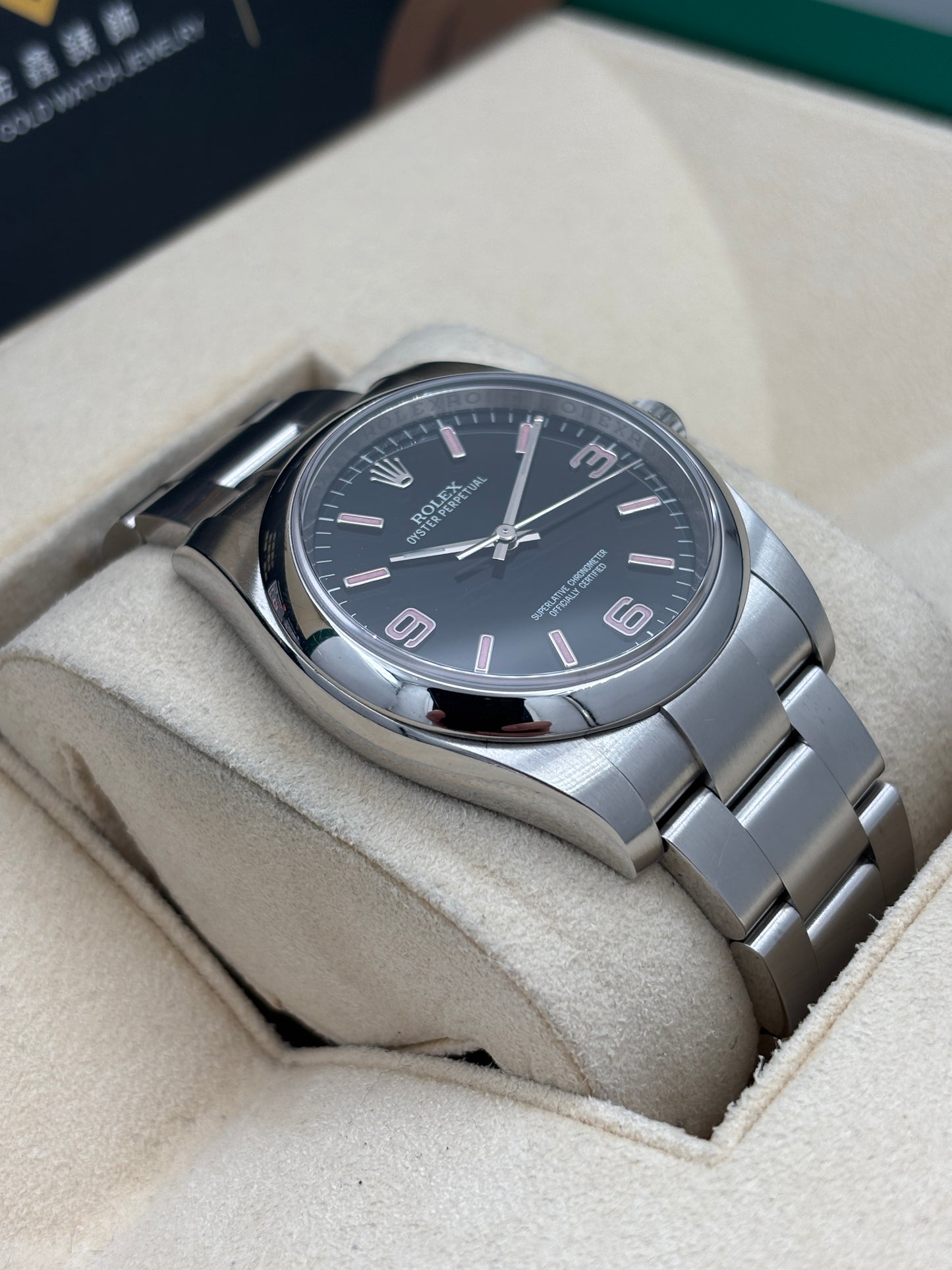 [SOLD OUT]二手 USED  ROLEX 勞力士 OYSTER PERPETUAL 116000 黑色 亂碼 粉紅字 淨錶 WATCH ONLY