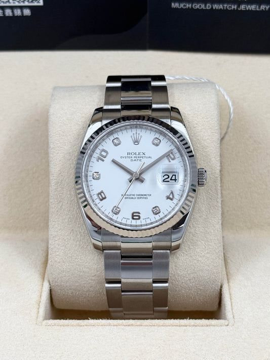 ROLEX 勞力士 OYSTER PERPETUAL DATE 115234 白色鑽石字 2007年