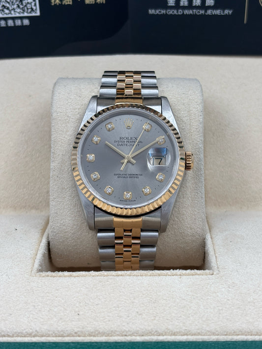 二手 USED  ROLEX 勞力士 DATEJUST 16233 灰色面 鑽石字 淨錶 WATCH ONLY