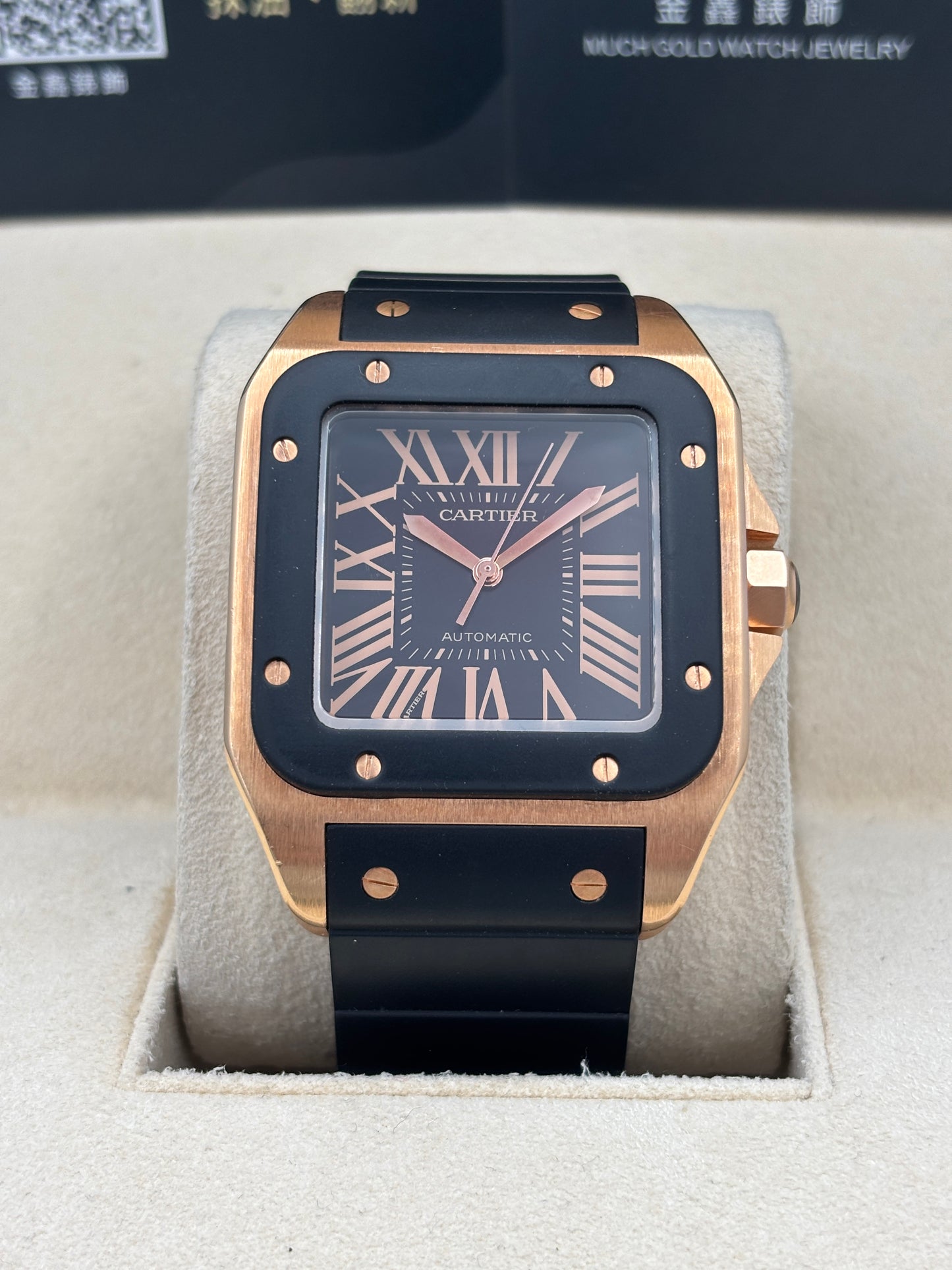 二手 USED  CARTIER 卡地亞 SANTOS 100 W20124U2 黑色 2008年12月 18k玫瑰金 全套 FULL SET