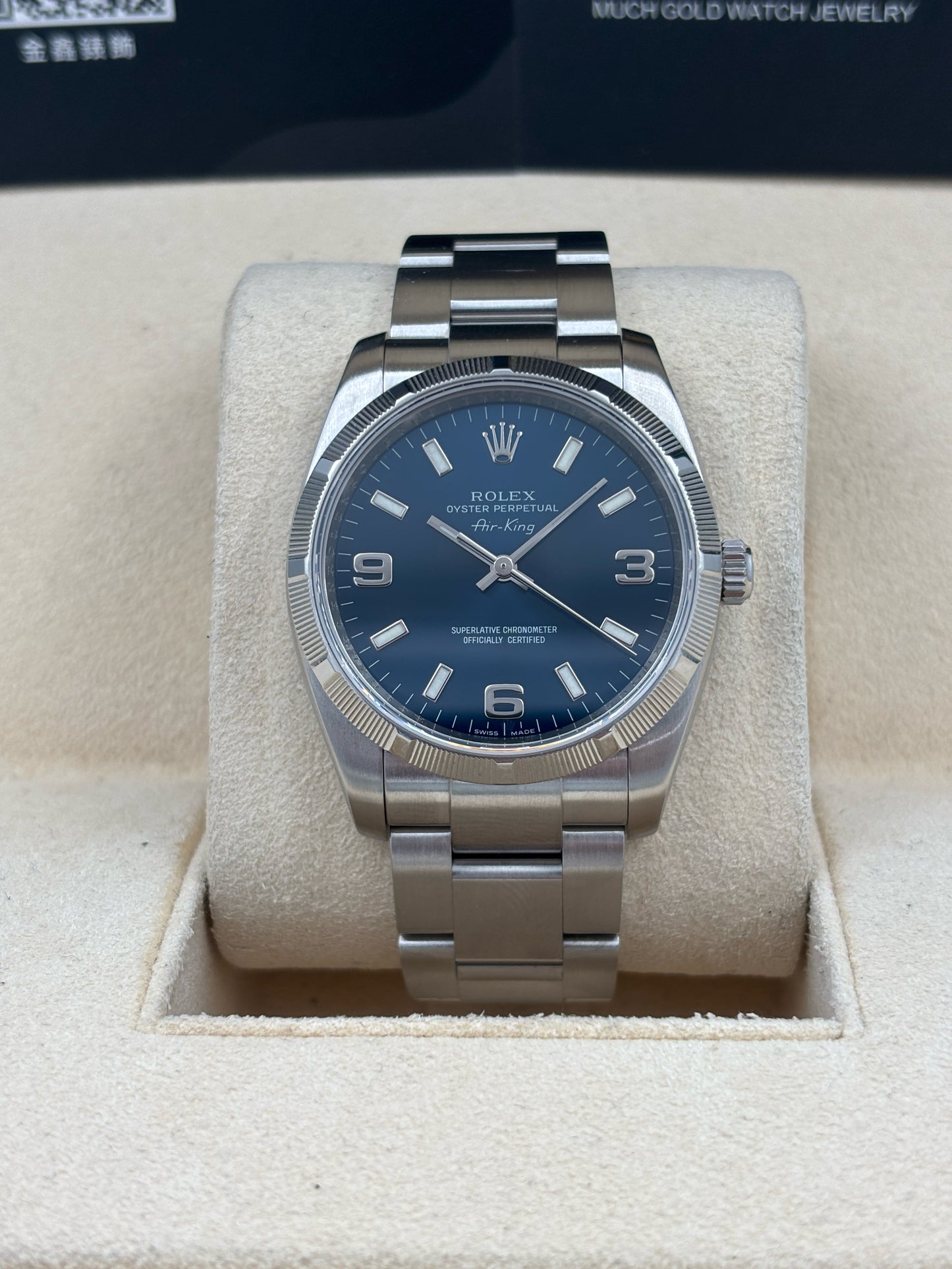 [SOLD OUT]二手 USED  ROLEX 勞力士 OYSTER PERPETUAL AIR KING 114210 藍色 2010年10月 全套 FULL SET