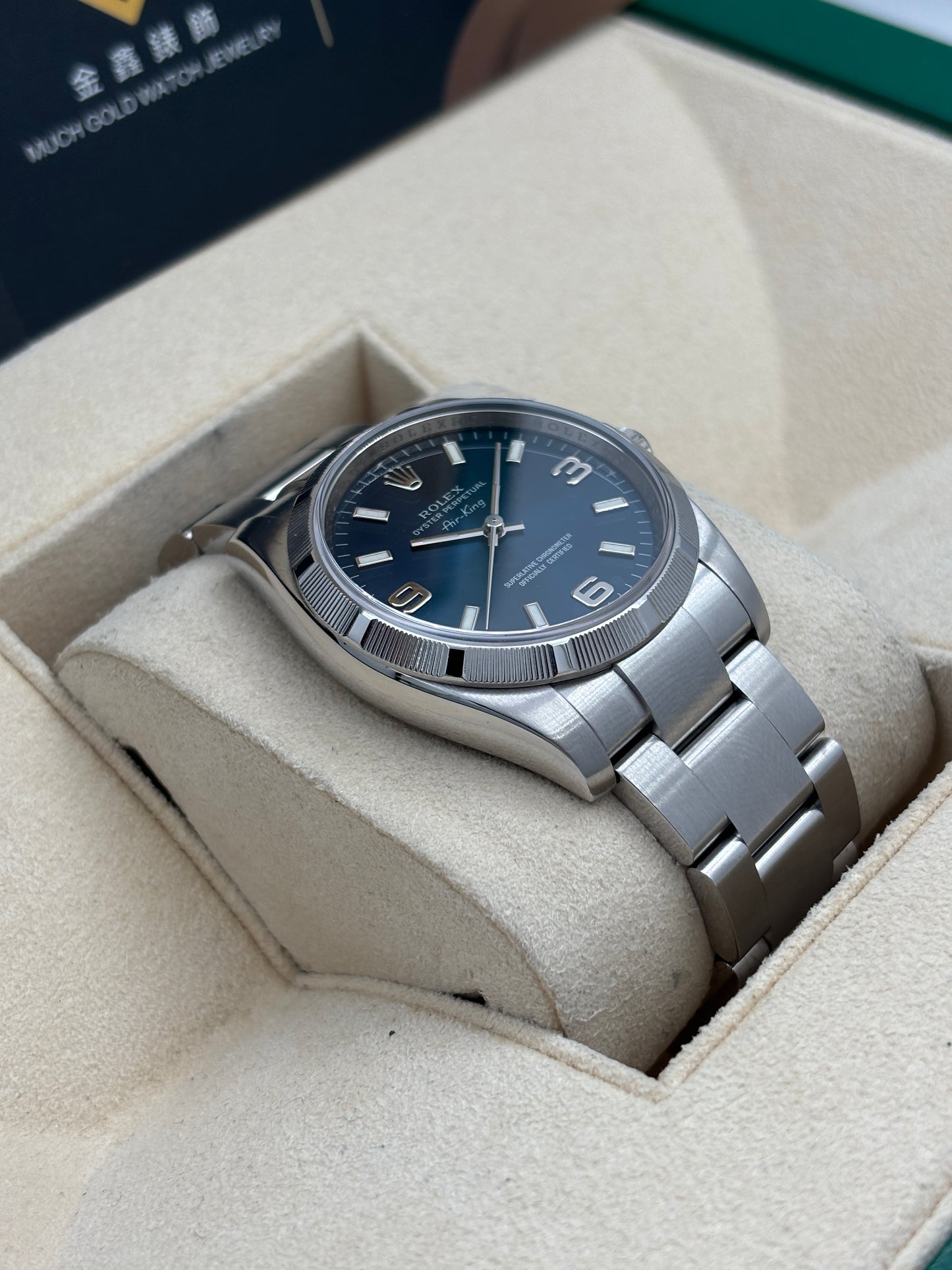 [SOLD OUT]二手 USED  ROLEX 勞力士 OYSTER PERPETUAL AIR KING 114210 藍色 2010年10月 全套 FULL SET