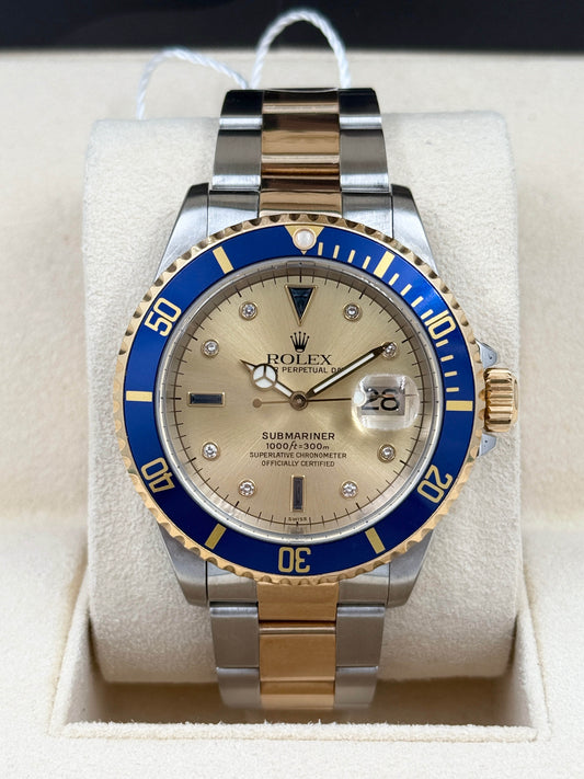 ROLEX 勞力士 SUBMARINER DATE 16613 香檳金鑽石字