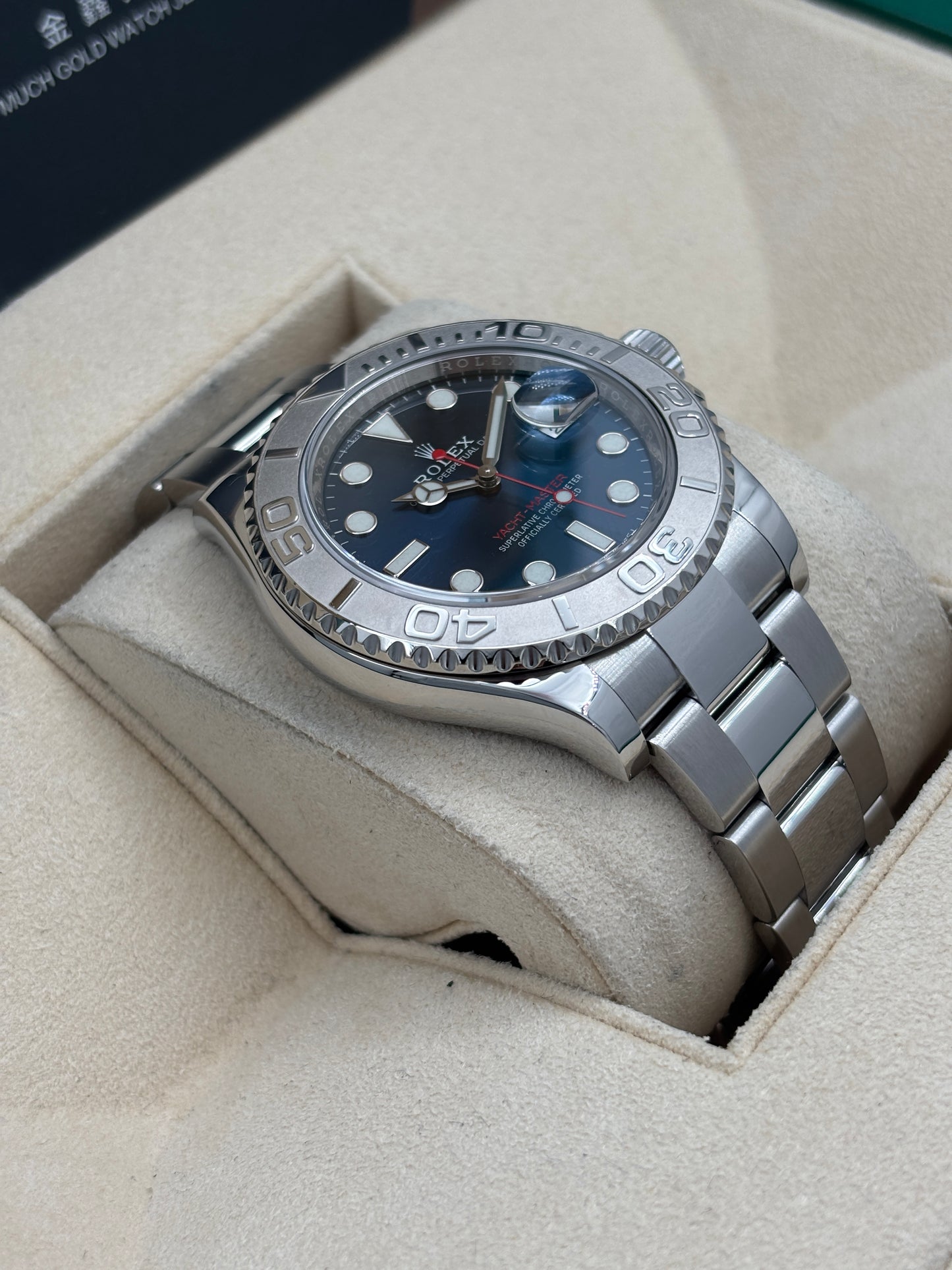 [SOLD OUT]二手 USED  ROLEX 勞力士 YACHT-MASTER 116622 藍色 2018年11月 保養卡 warranty card