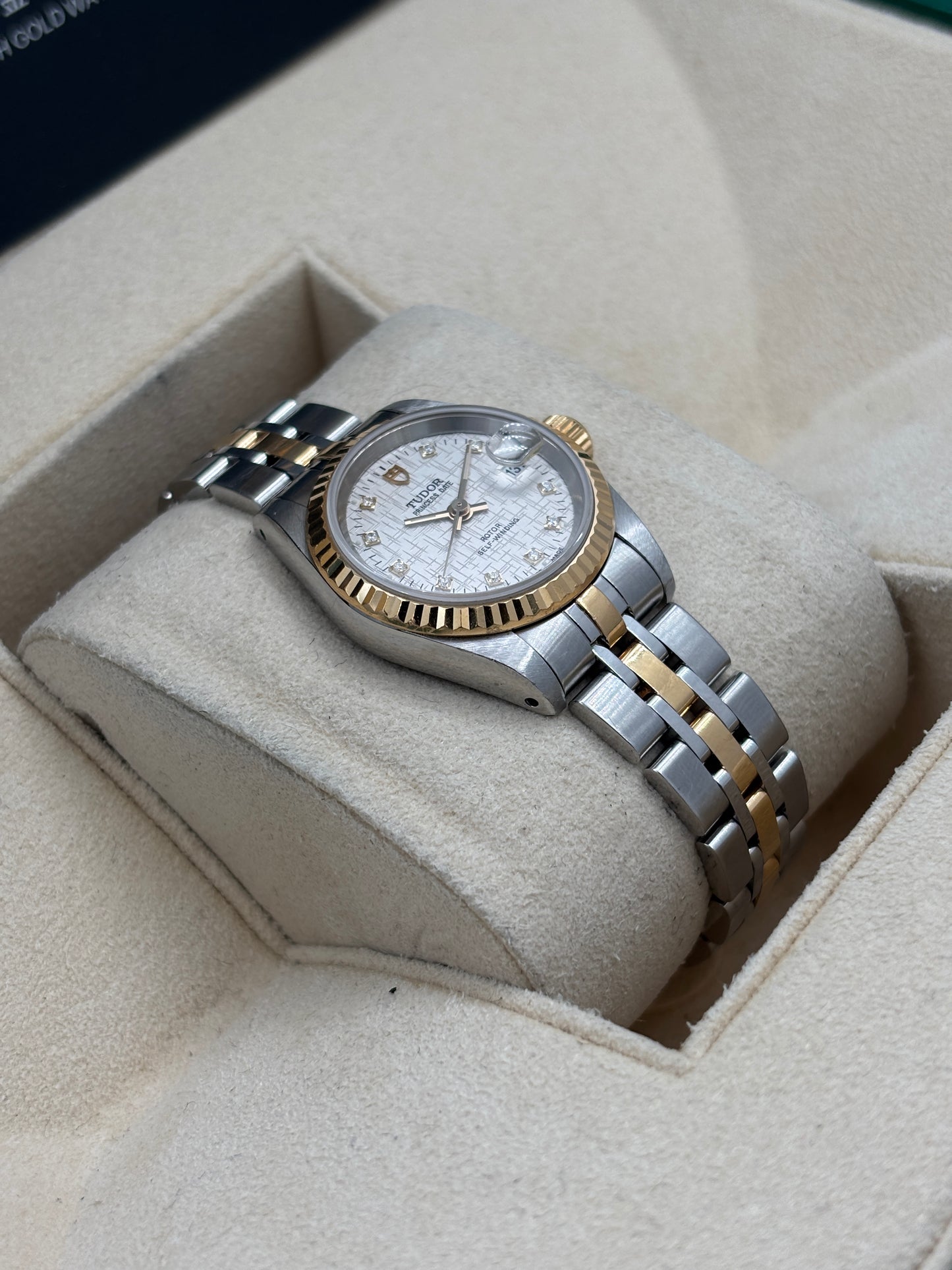 二手 USED  TUDOR 帝舵 PRINCESS DATE 92413 鑽石字絲綢面 2011年10月 全套 FULL SET AD單