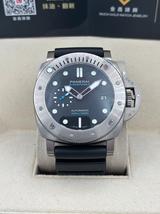 [SOLD OUT]二手 USED  PANERAI 沛納海 SUBMERSIBLE PAM01305 黑色 2021年1月 鈦金屬 全套 FULL SET