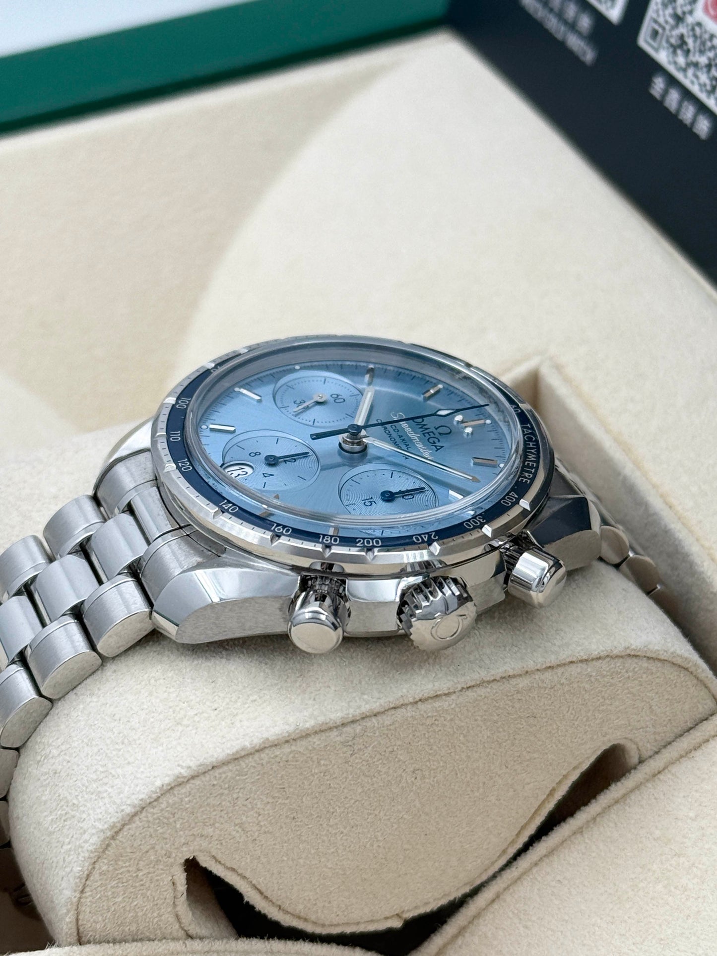 OMEGA 歐米茄 SPEEDMASTER CHRONOGRAPH 38 CO-AXIAL 32430385003001 冰藍面 2021年