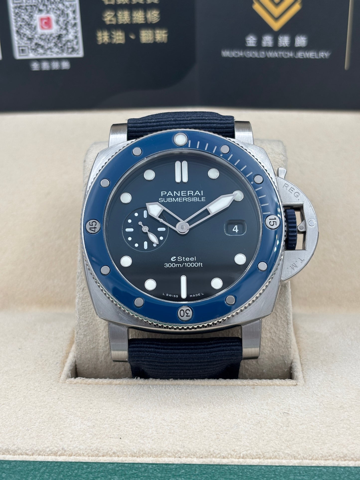 [SOLD OUT]二手 USED  PANERAI 沛納海 QUARANTAQUATTRO ESTEEL BLU PROFONDO PAM01289 藍色 2025年11月 兩條錶帶 全套 FULL SET