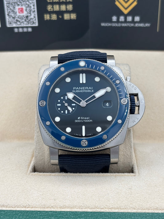 [SOLD OUT]二手 USED  PANERAI 沛納海 QUARANTAQUATTRO ESTEEL BLU PROFONDO PAM01289 藍色 2025年11月 兩條錶帶 全套 FULL SET