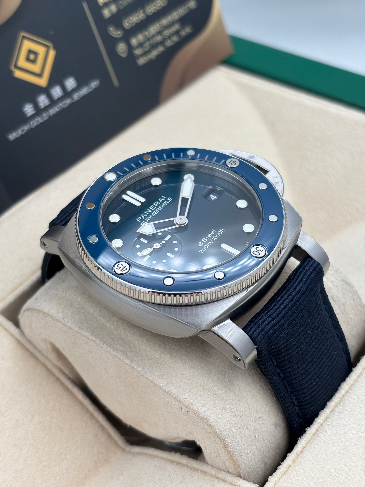 [SOLD OUT]二手 USED  PANERAI 沛納海 QUARANTAQUATTRO ESTEEL BLU PROFONDO PAM01289 藍色 2025年11月 兩條錶帶 全套 FULL SET