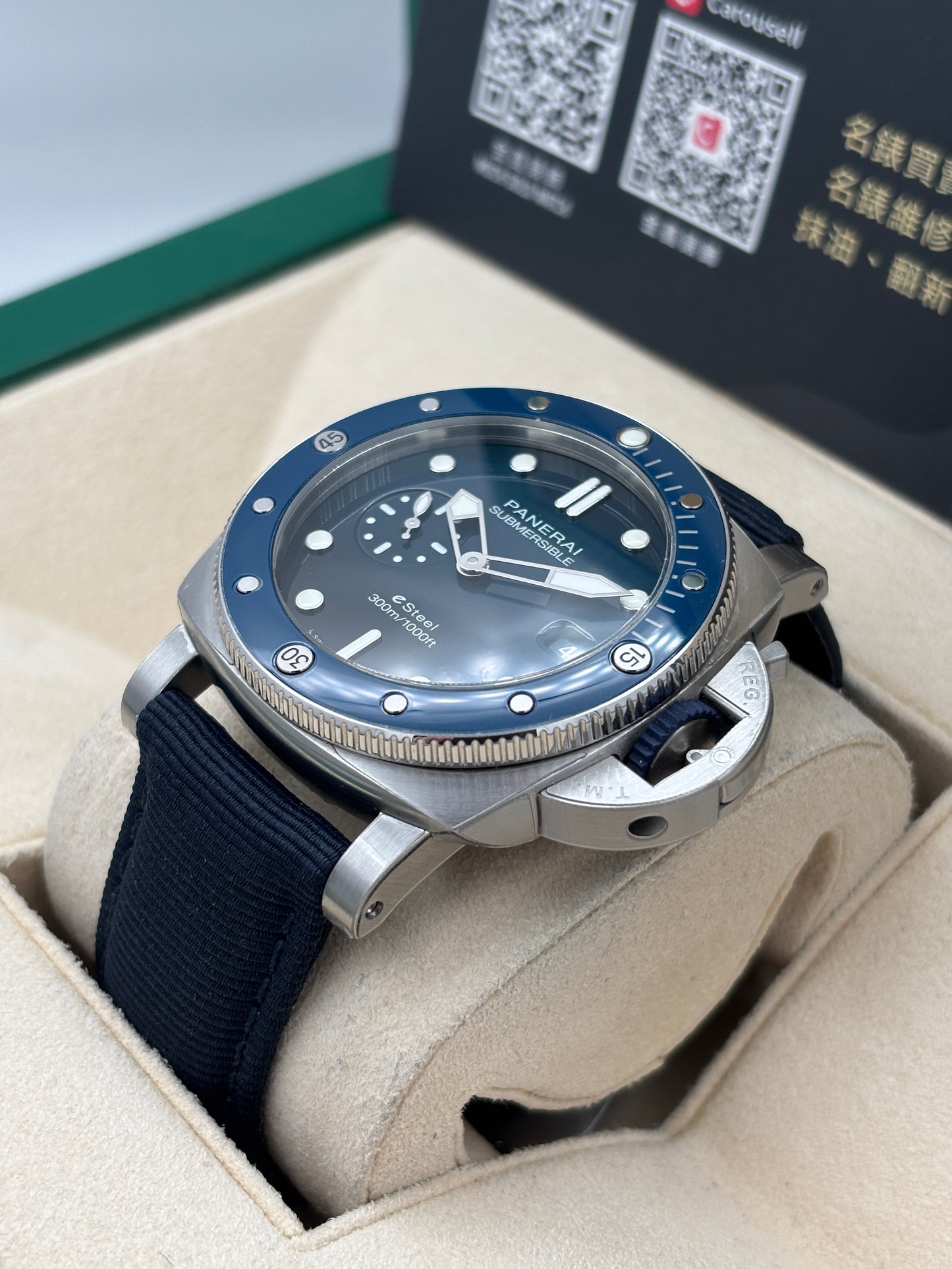 [SOLD OUT]二手 USED  PANERAI 沛納海 QUARANTAQUATTRO ESTEEL BLU PROFONDO PAM01289 藍色 2025年11月 兩條錶帶 全套 FULL SET
