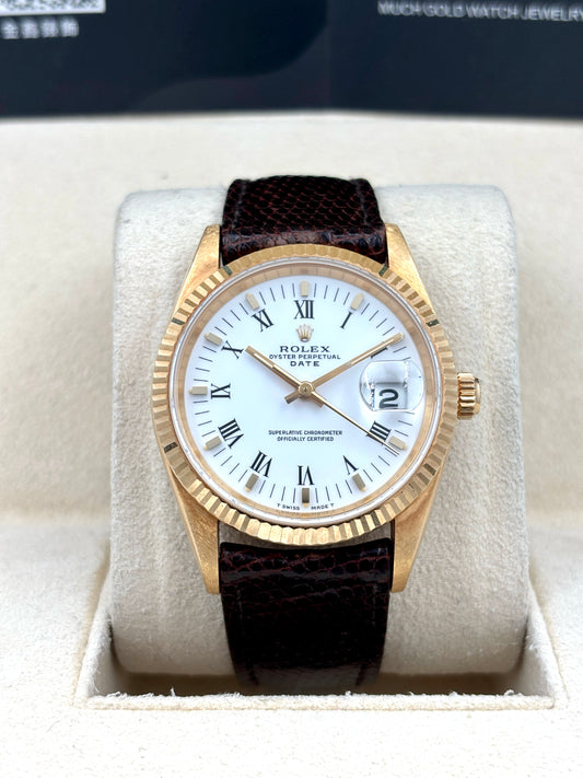 二手 USED  ROLEX 勞力士 OYSTER PERPETUAL DATE 15238 白色 約1991年 代用帶 代用扣 淨錶 WATCH ONLY