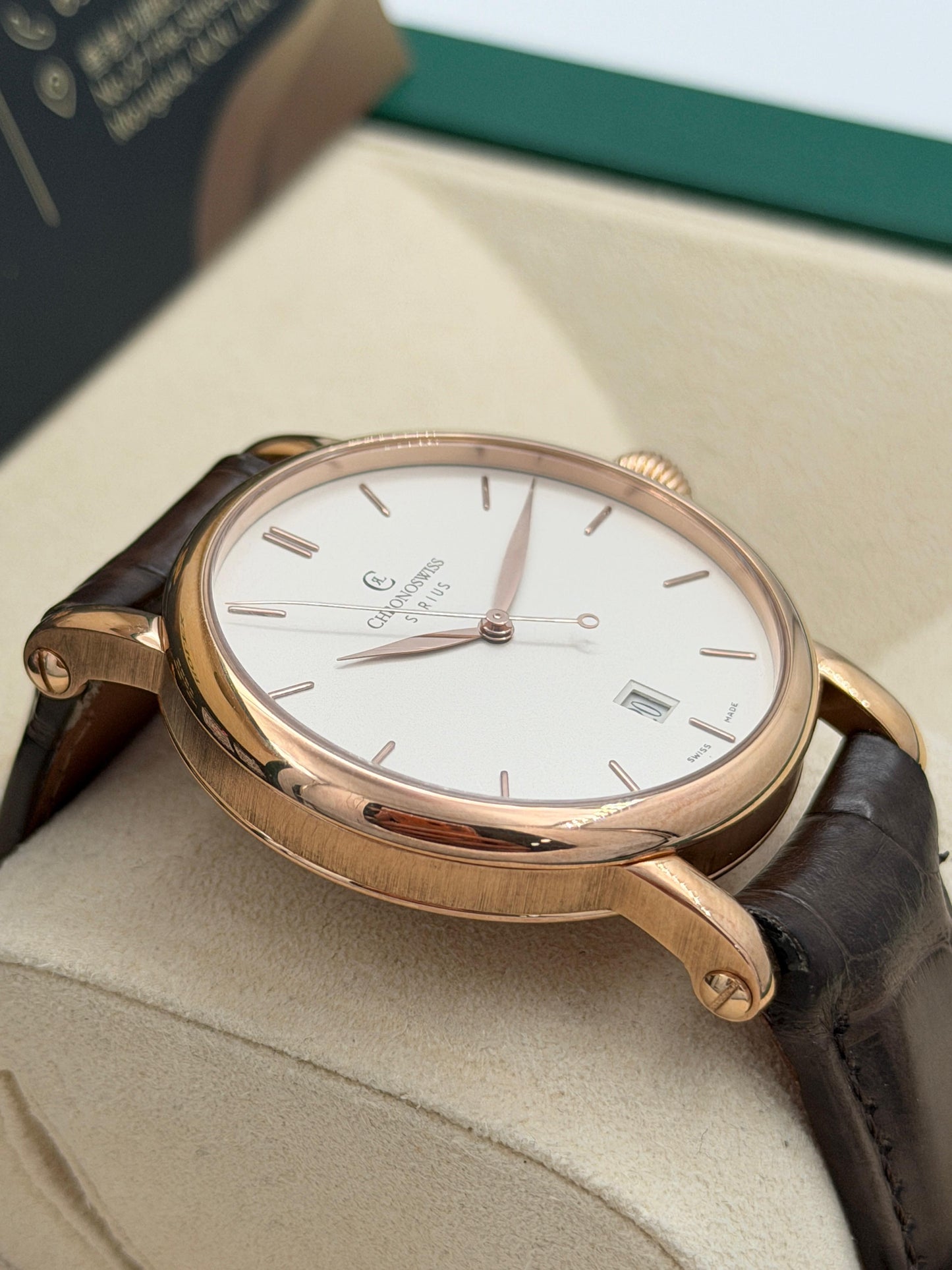 二手 USED  CHRONOSWISS 瑞寶 SIRIUS AUTOMATIC CH2891R 白色 OPEN DAY 18k金 全套 FULL SET