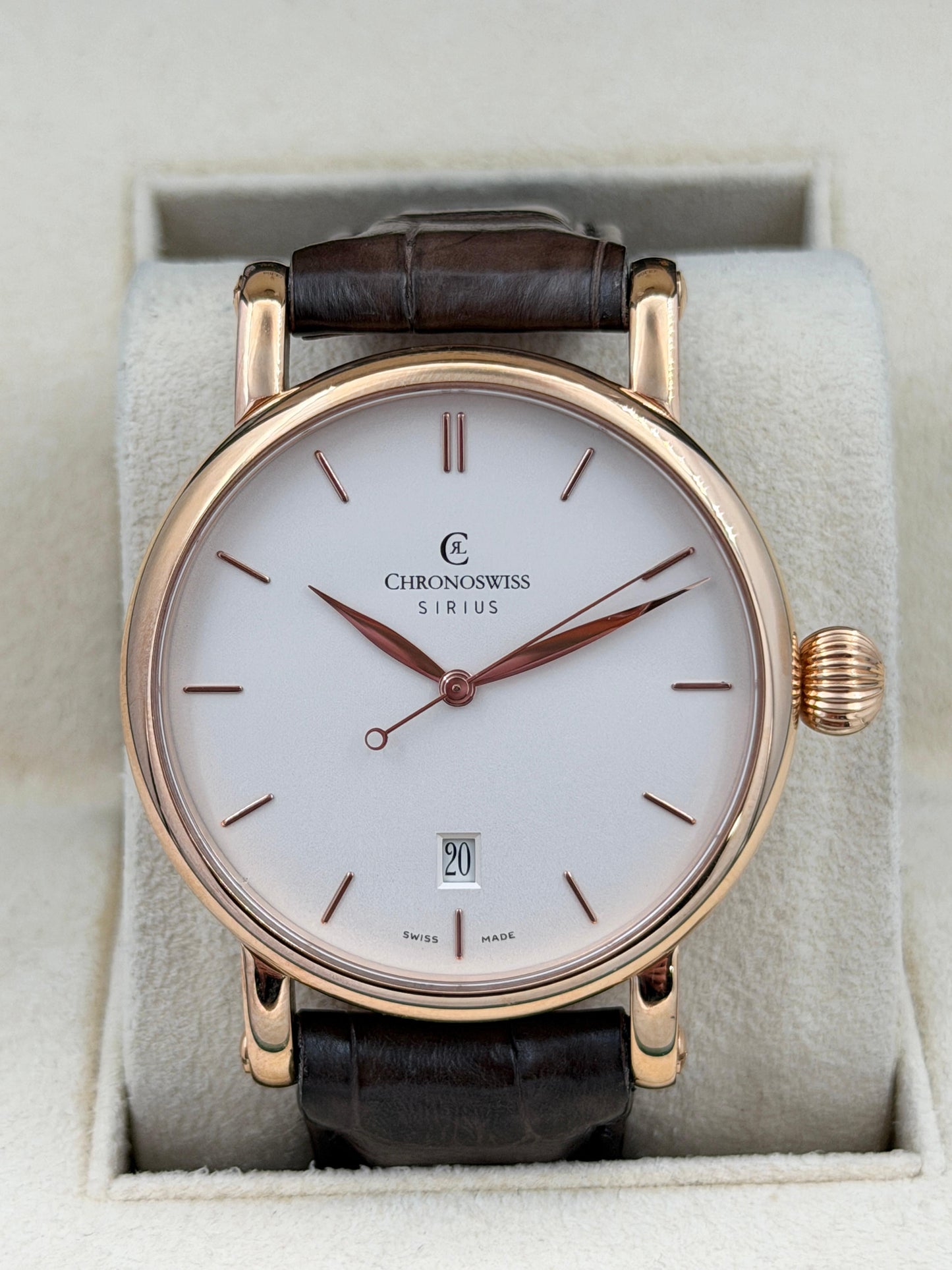 二手 USED  CHRONOSWISS 瑞寶 SIRIUS AUTOMATIC CH2891R 白色 OPEN DAY 18k金 全套 FULL SET