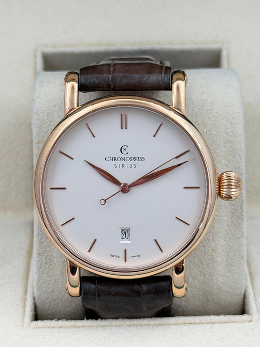 二手 USED  CHRONOSWISS 瑞寶 SIRIUS AUTOMATIC CH2891R 白色 OPEN DAY 18k金 全套 FULL SET