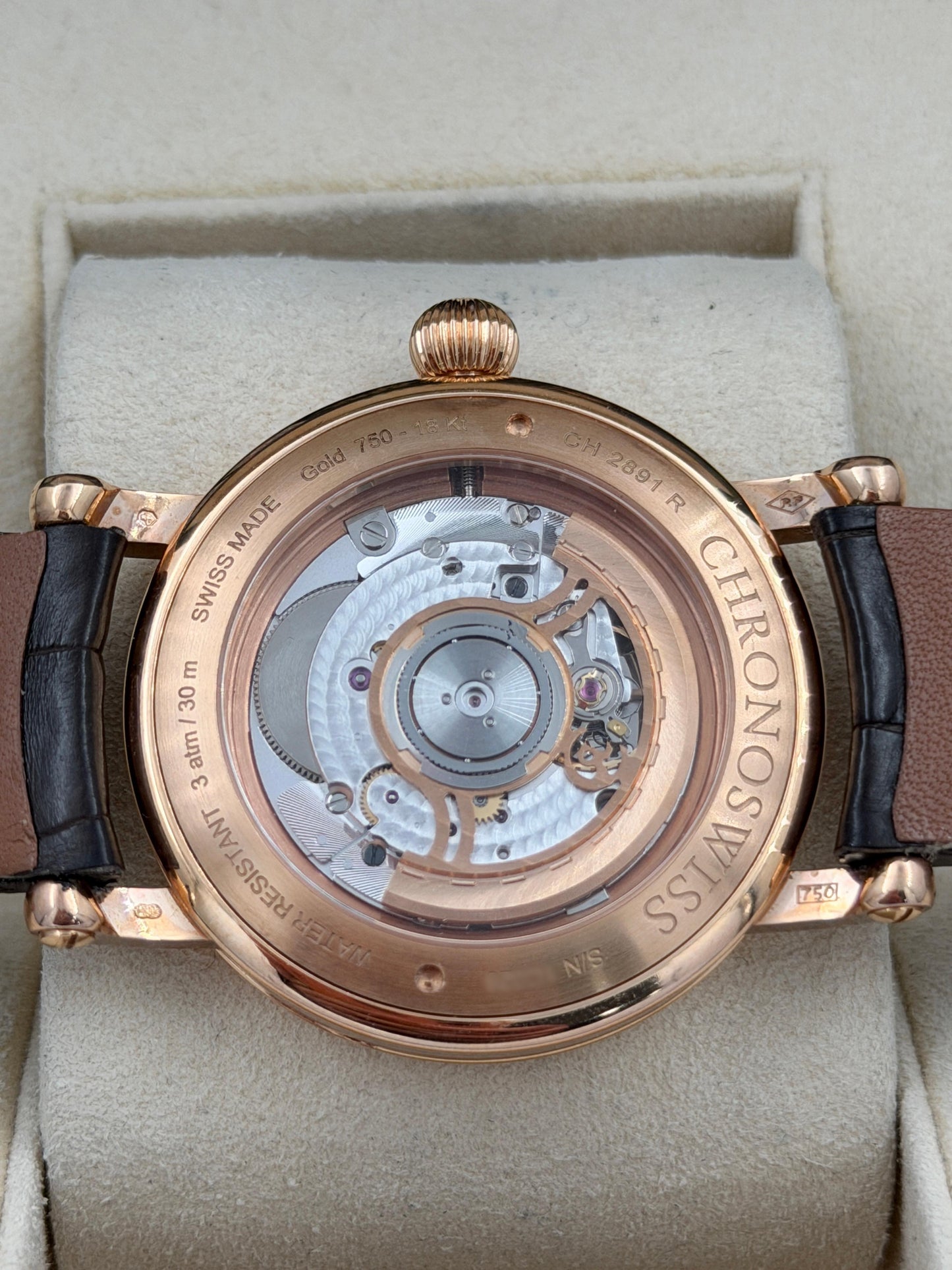 二手 USED  CHRONOSWISS 瑞寶 SIRIUS AUTOMATIC CH2891R 白色 OPEN DAY 18k金 全套 FULL SET